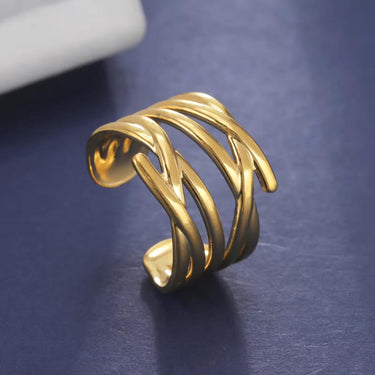 Golden Line Crown Ring